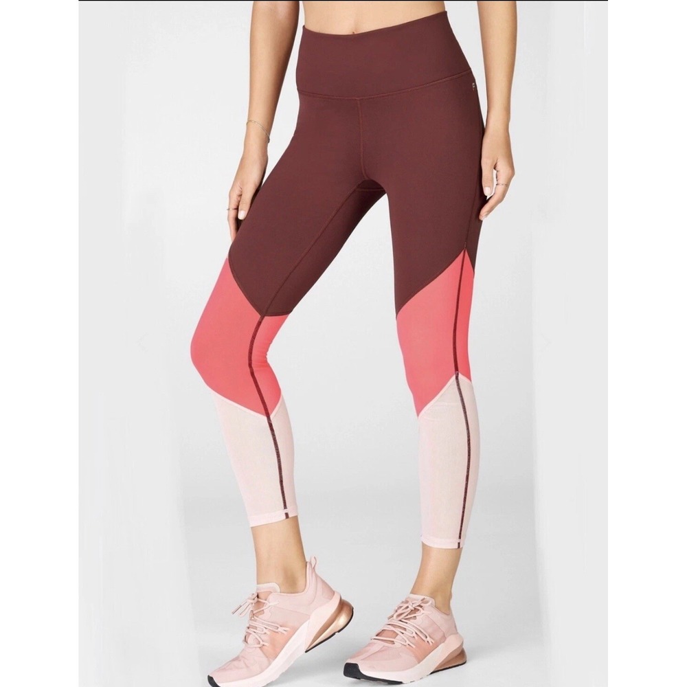 Fabletics Zone High Waisted 7/8 Legging Medium Burgundy Rust Desert Rose PantNWT